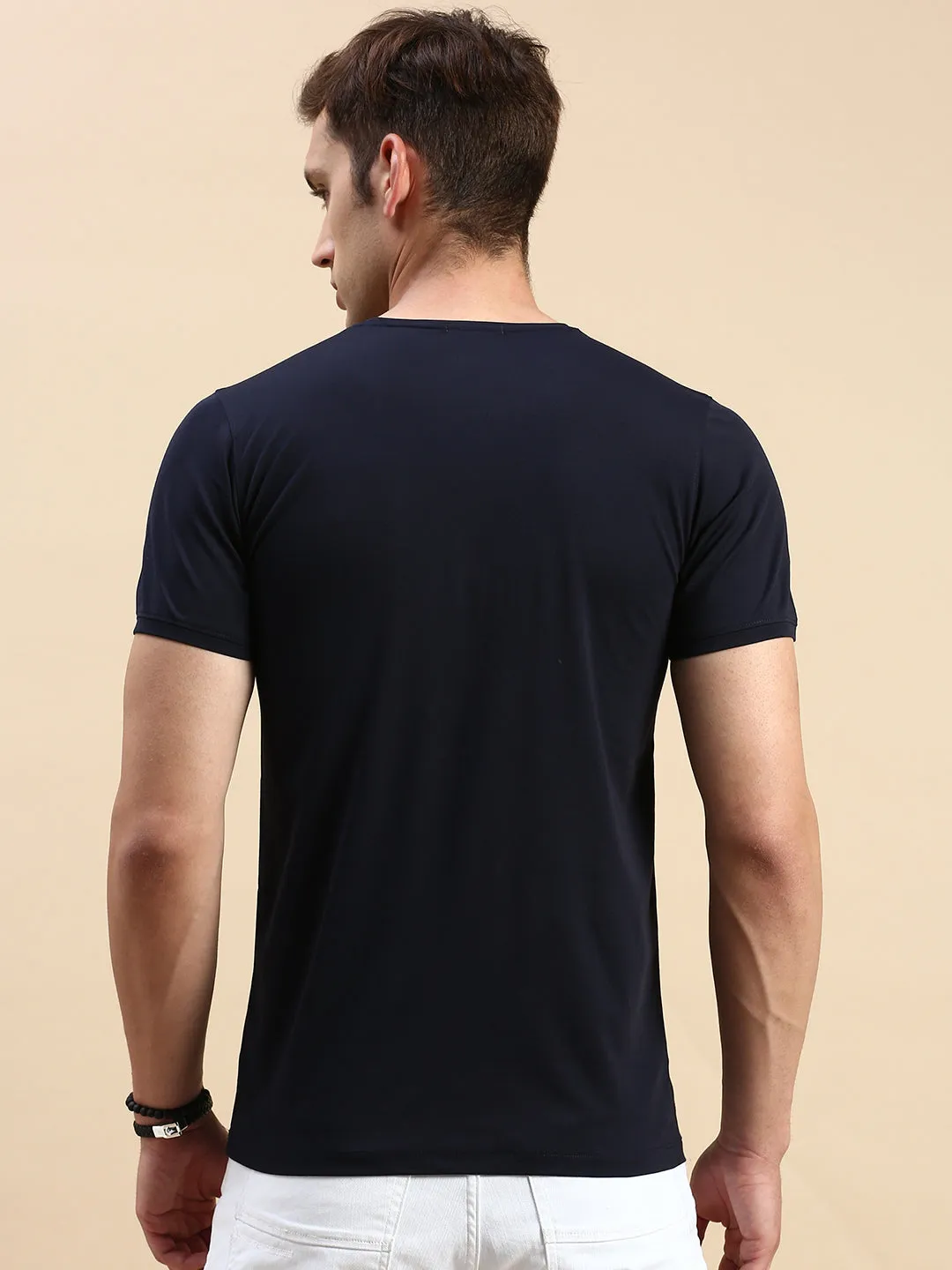 Men Navy Printed T Shirt