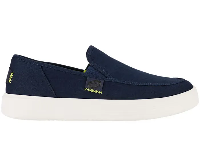 Mens Hey Dude Canvas Shoes Slip On Craft Linen Navy Sunapee sale