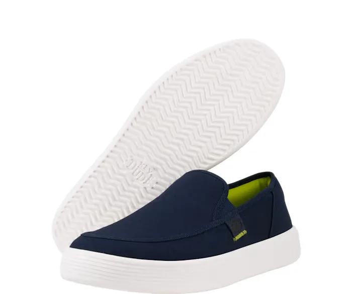 Mens Hey Dude Canvas Shoes Slip On Craft Linen Navy Sunapee sale