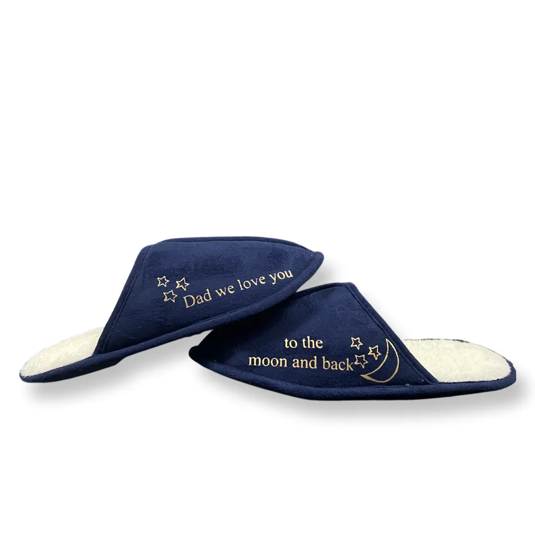 Men's Limited Edition Navy Father's Day Slippers ( Moon )