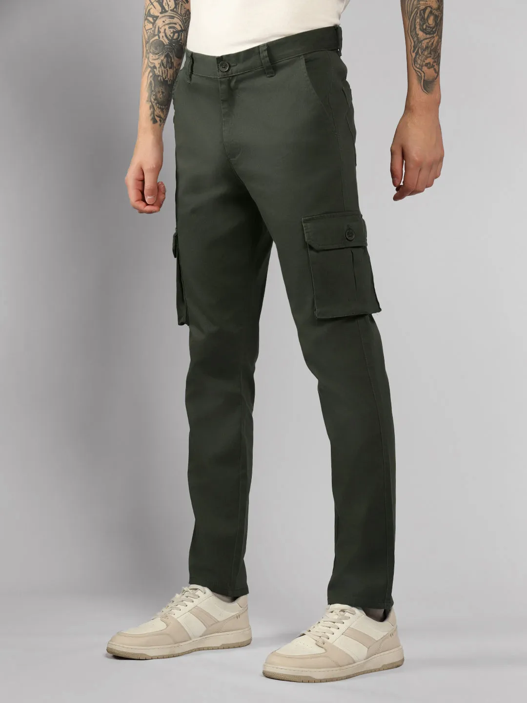 Men's Tapered Fit Cotton Cargo (Olive)