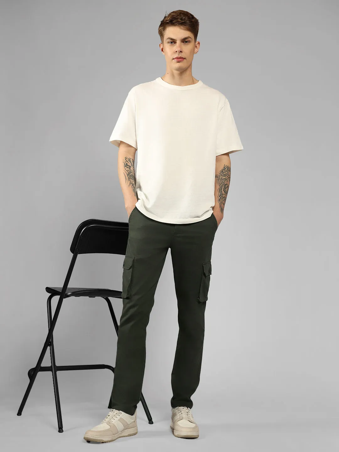 Men's Tapered Fit Cotton Cargo (Olive)