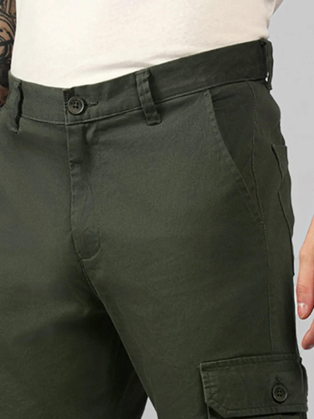 Men's Tapered Fit Cotton Cargo (Olive)