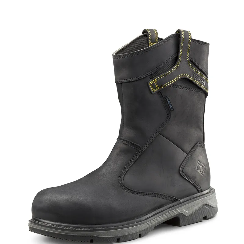 Men's Terra Black Patton Wellington Waterproof Pull-On Work Boot 4TCBBK