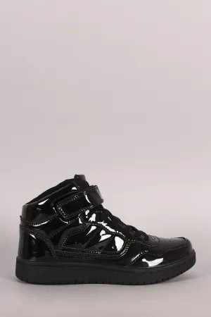 Mirror Patent Lace Up High Top Sneaker