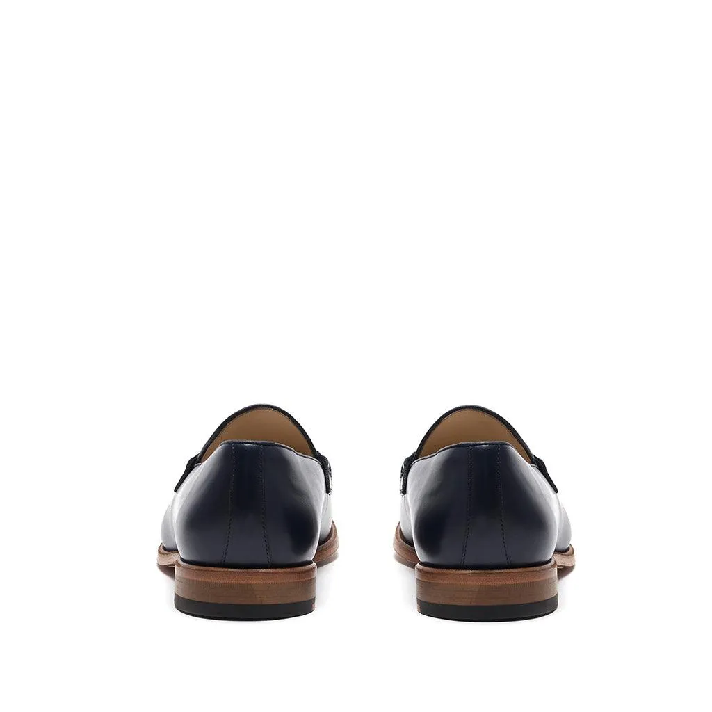 Navy Calf Web Stripe Loafer