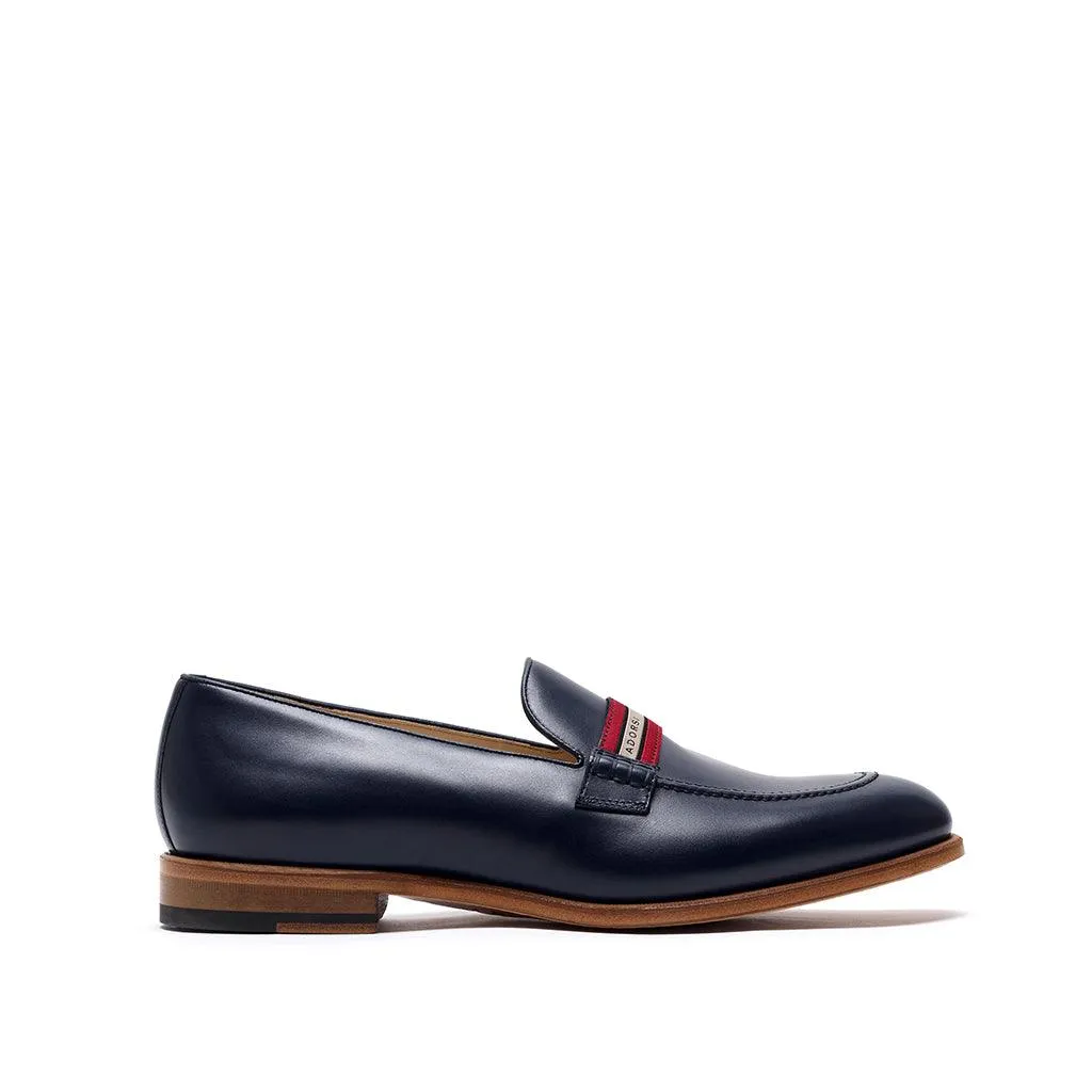 Navy Calf Web Stripe Loafer