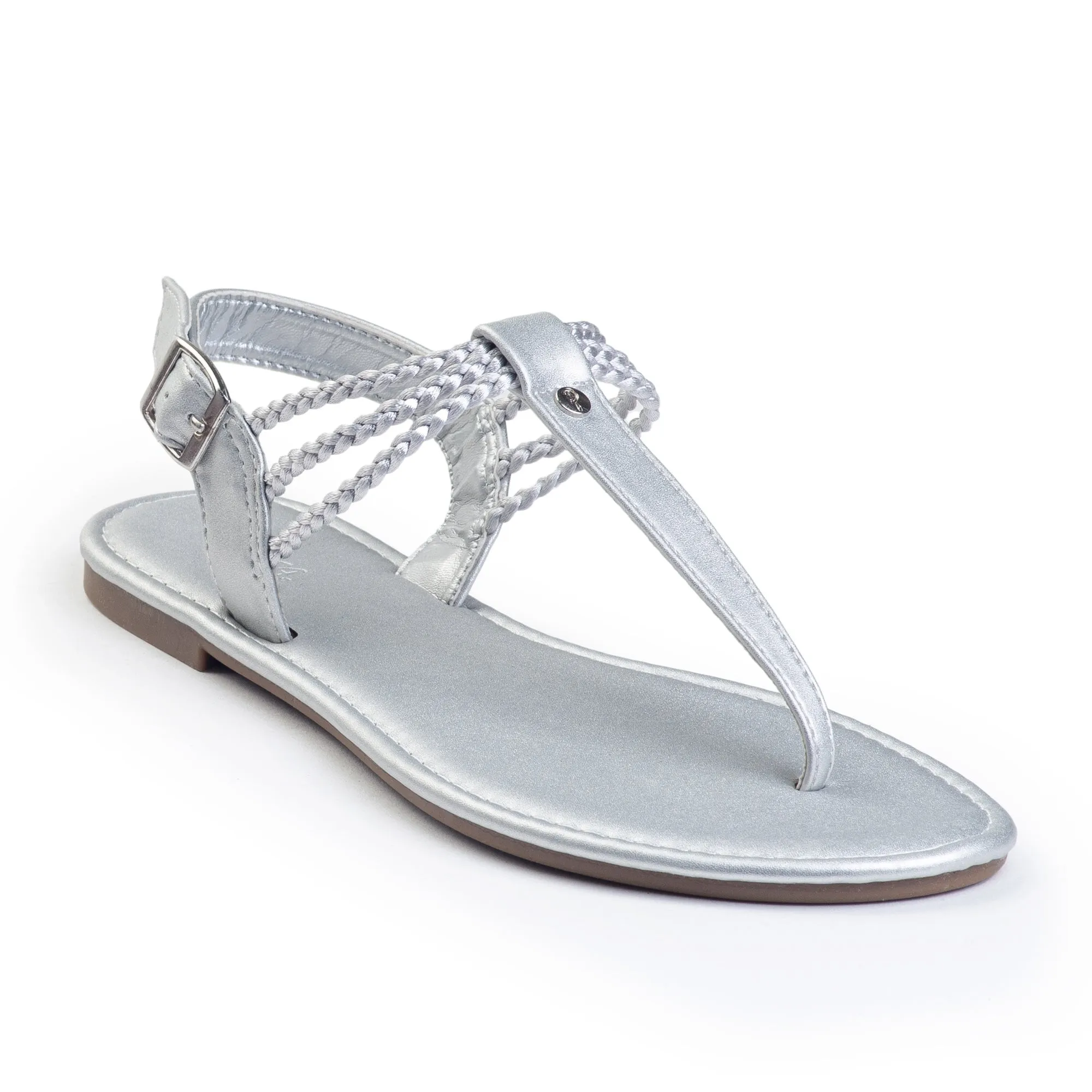 Plaka Rappel Flat Thong Sandals | Silver