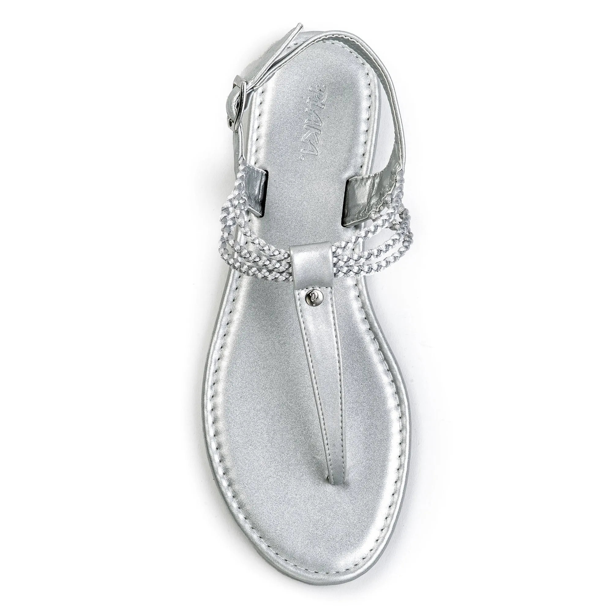 Plaka Rappel Flat Thong Sandals | Silver