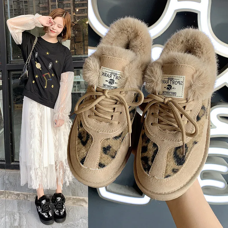 Platform Boots  Style Leopard Suede Print Sneakers