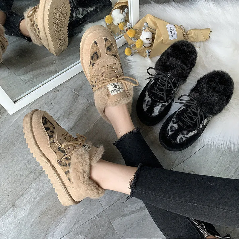 Platform Boots  Style Leopard Suede Print Sneakers