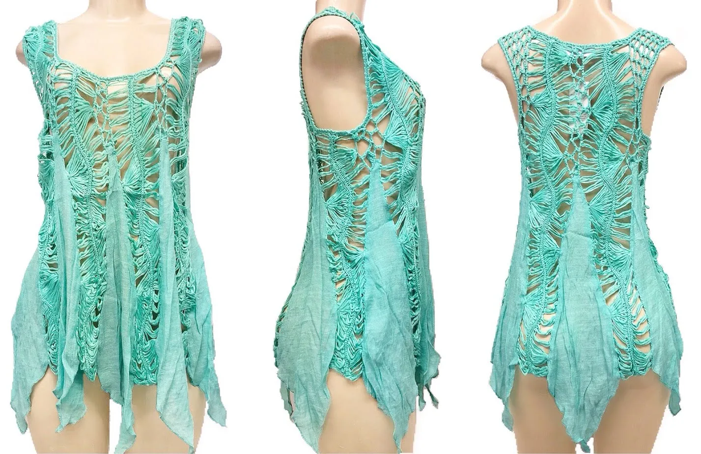 Relaxed Fit & Semi-Sheer Crochet Cover-Up Top