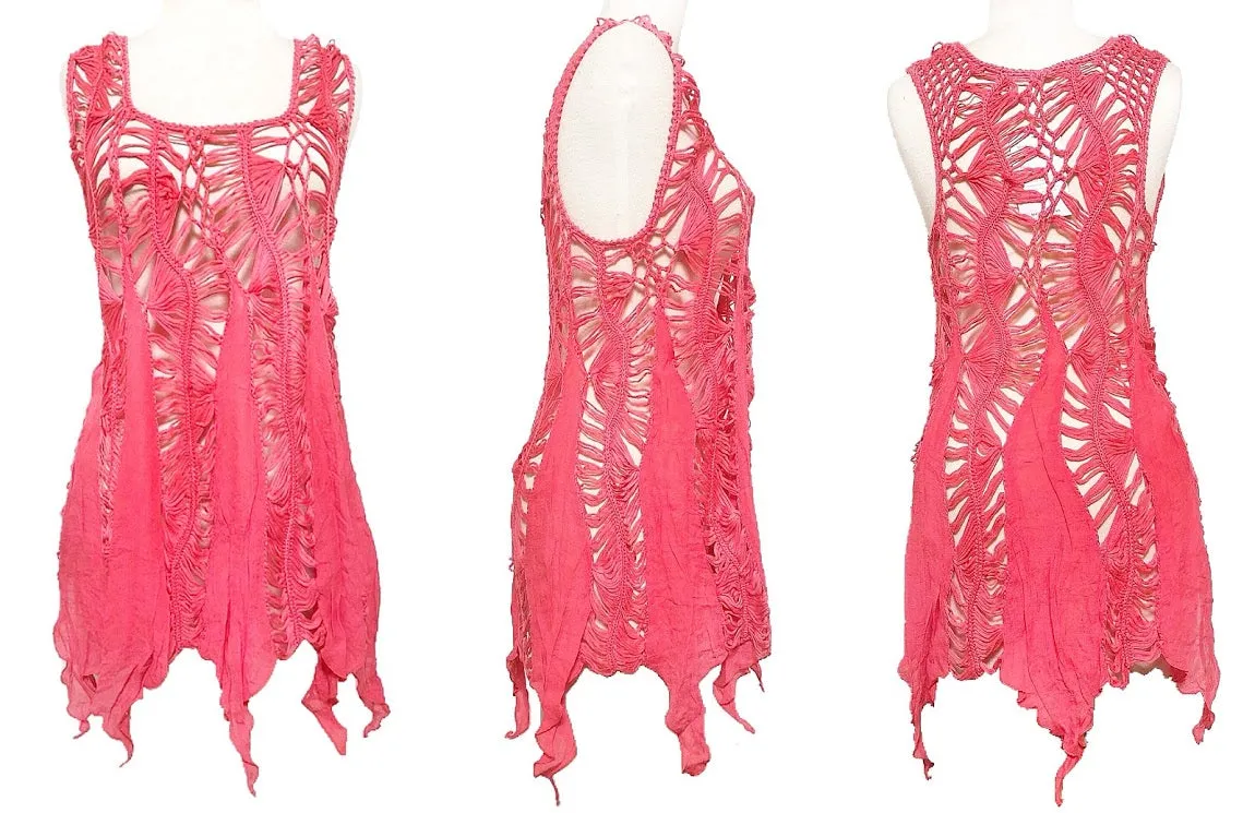 Relaxed Fit & Semi-Sheer Crochet Cover-Up Top