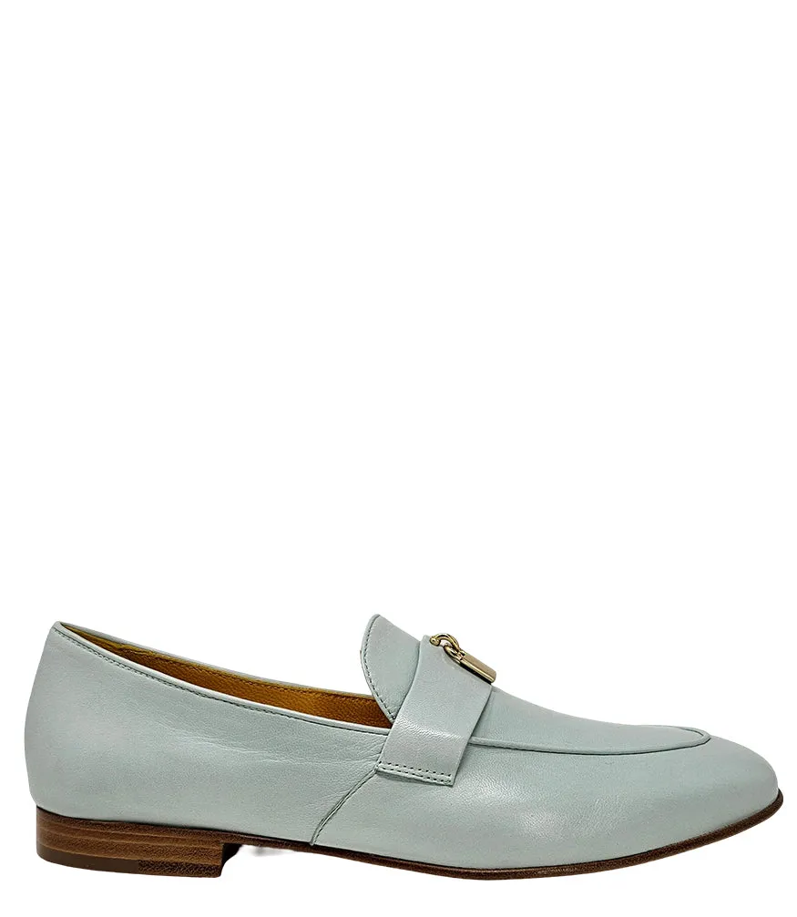 Seafoam Leather Lock Flat Loafer