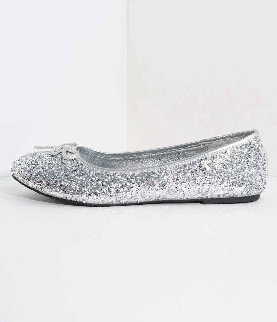 Silver Glitter Ballet Flats