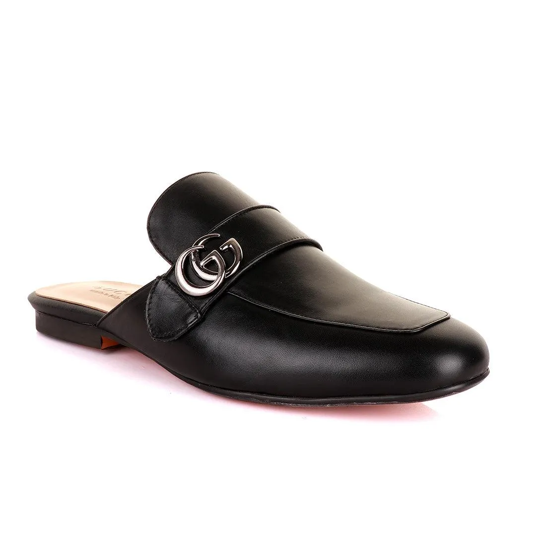 Silver Logo Black Mole Half Leather Shoe