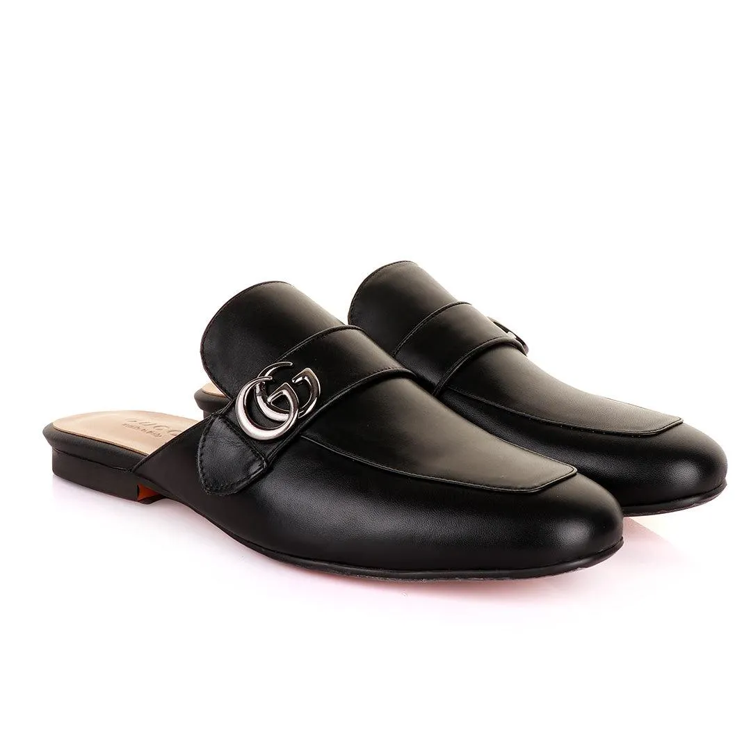 Silver Logo Black Mole Half Leather Shoe