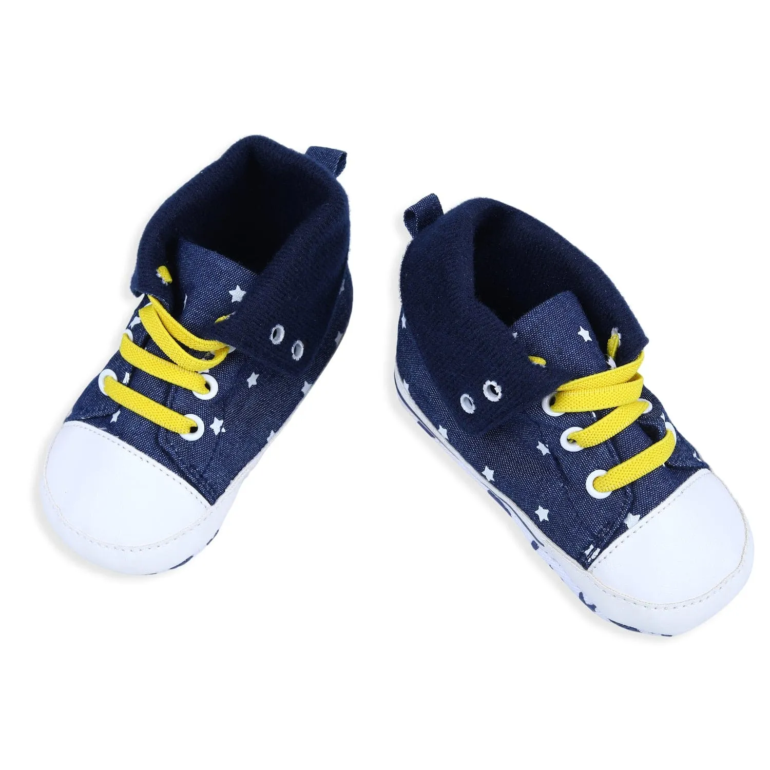 Star High Top Foldable Denim Casual Sneaker Booties - Blue