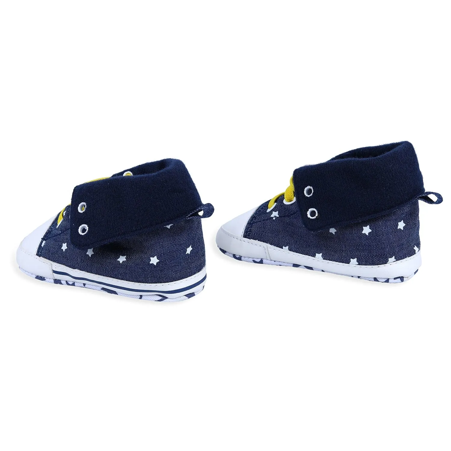 Star High Top Foldable Denim Casual Sneaker Booties - Blue