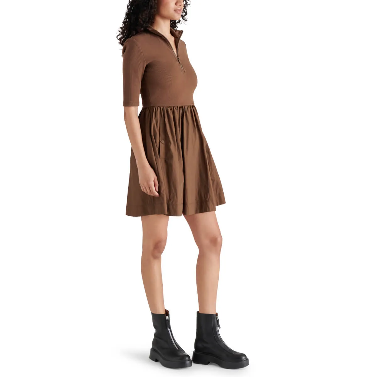 Steve Madden Berlina Half Zip Mixed Media Dress