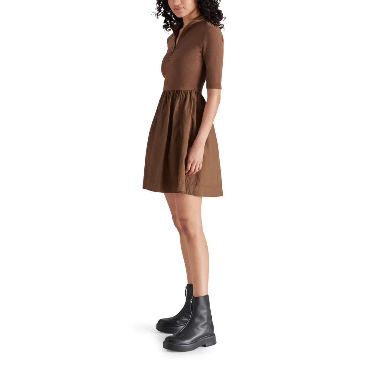 Steve Madden Berlina Half Zip Mixed Media Dress