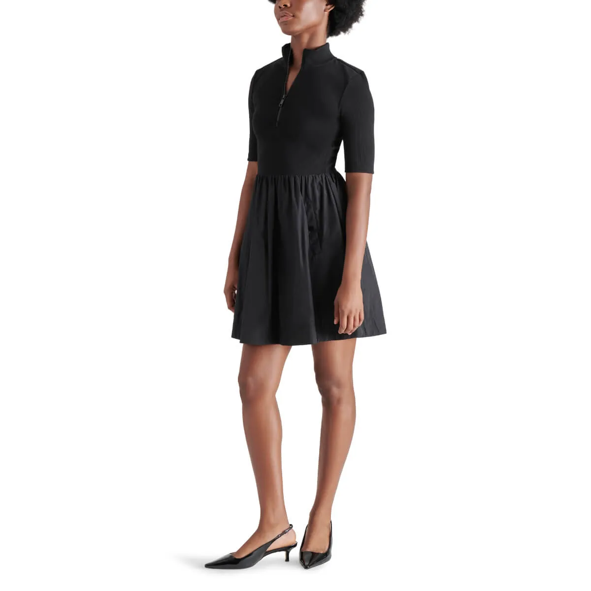 Steve Madden Berlina Half Zip Mixed Media Dress