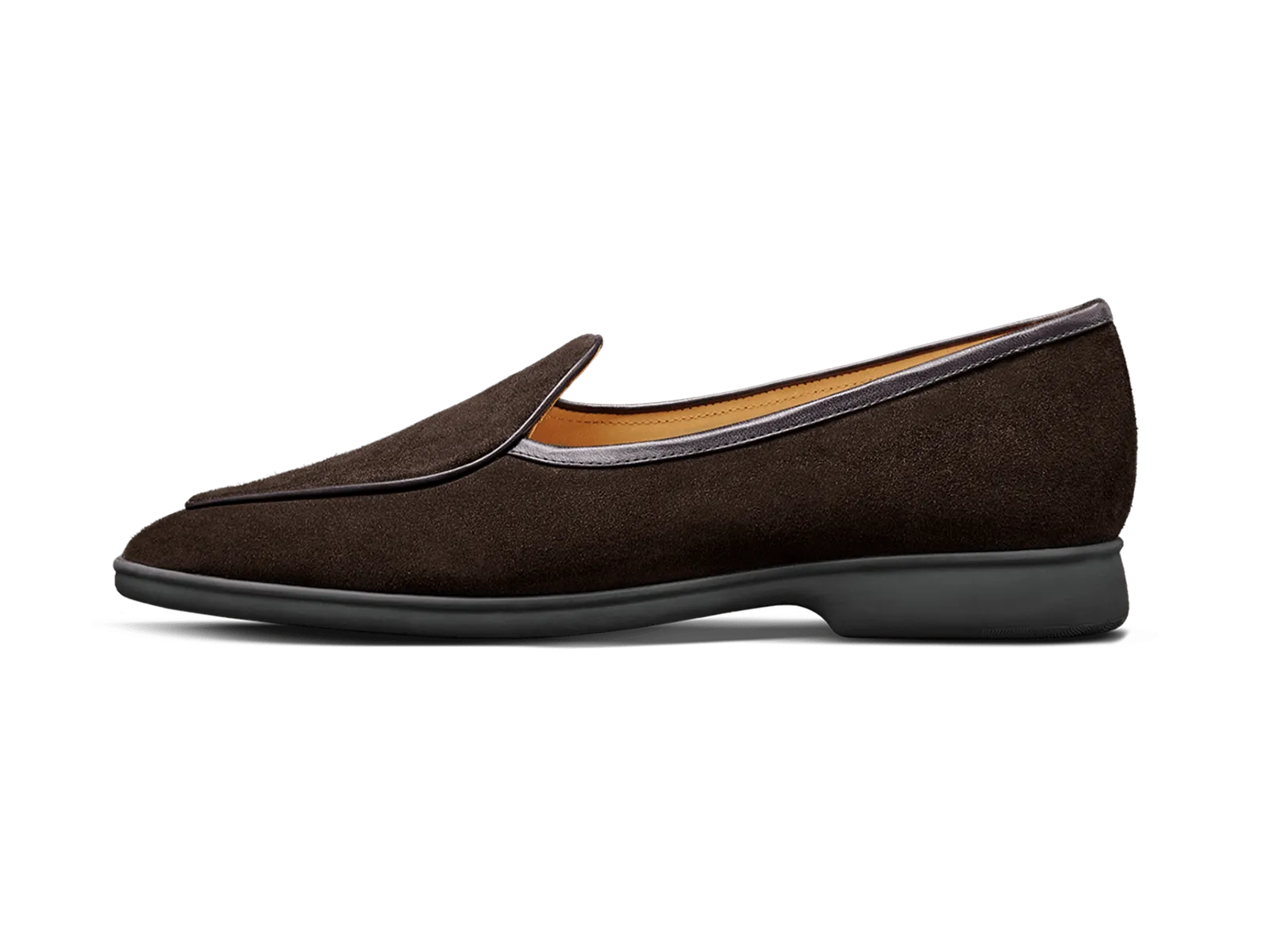 Stride Loafers in Dark Brown Glove Suede Dark Sole