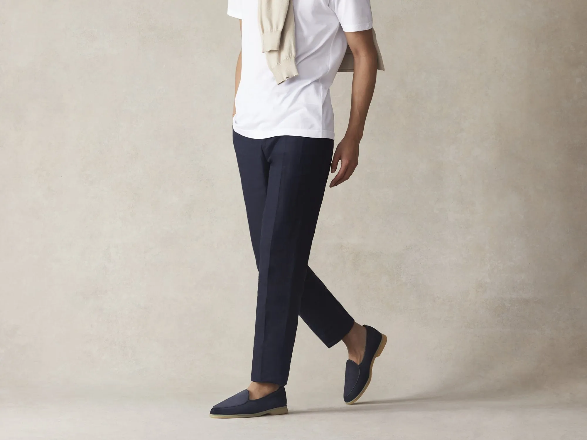 Stride Loafers in Midnight Navy Glove Suede Natural Sole