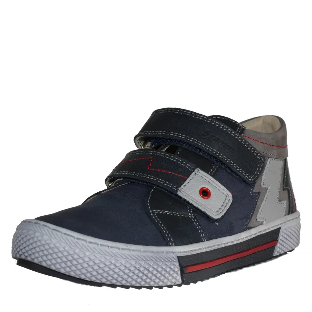 Szamos Kid Boy Sneakers Blue With White Lightning Decor - Made In Europe