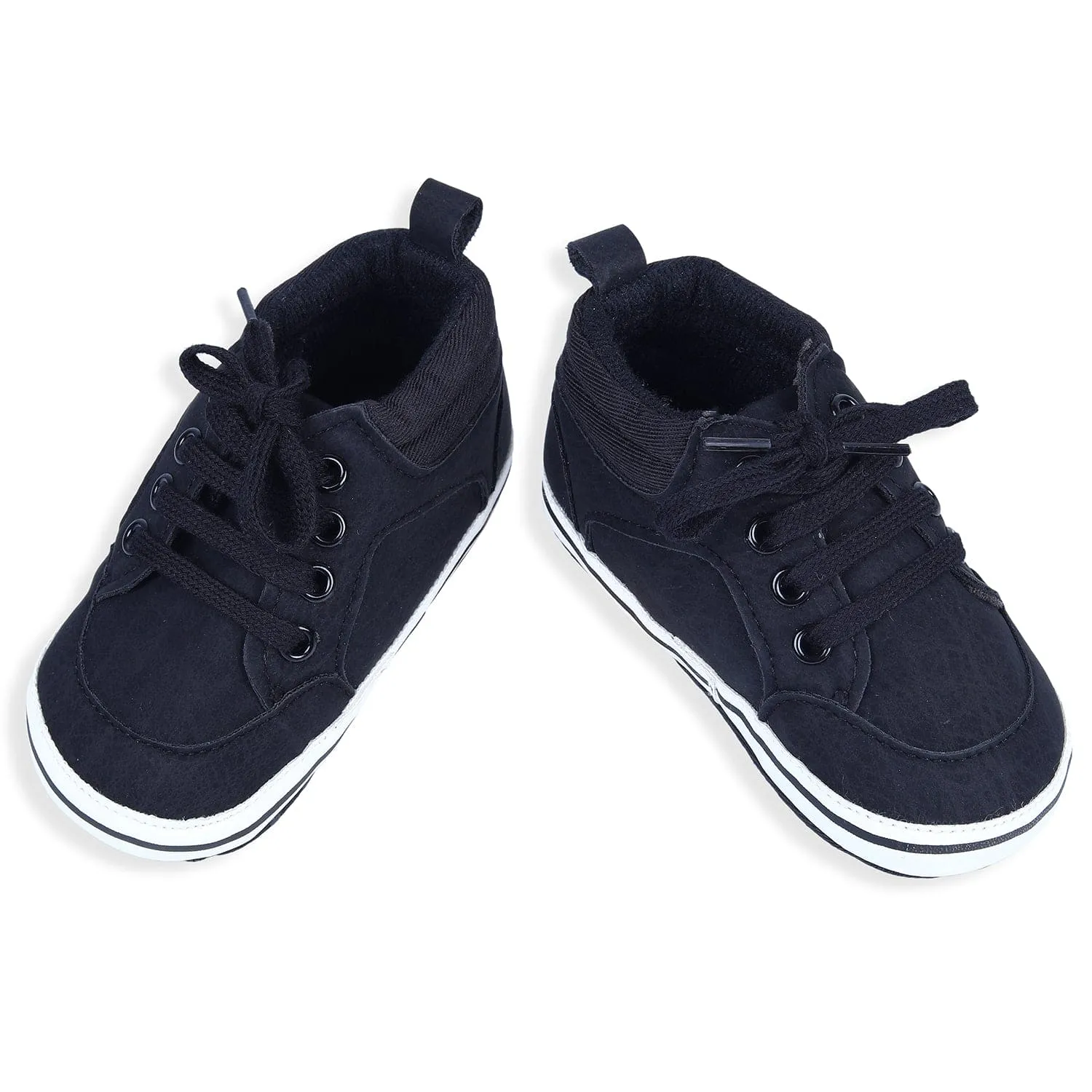 Textured Leather Lace-Up Stylish Anti-Slip Sneaker Shoes - Navy Blue