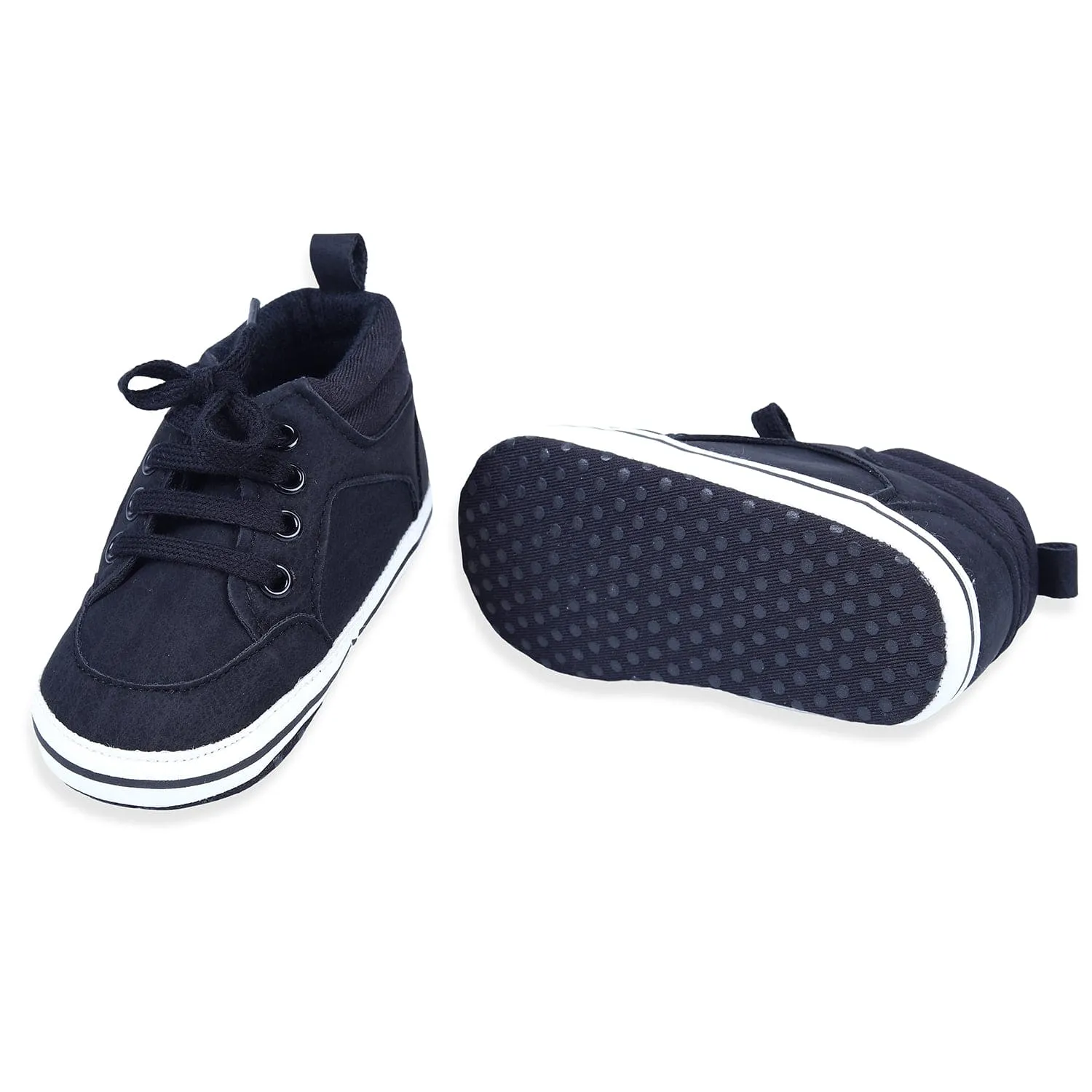 Textured Leather Lace-Up Stylish Anti-Slip Sneaker Shoes - Navy Blue