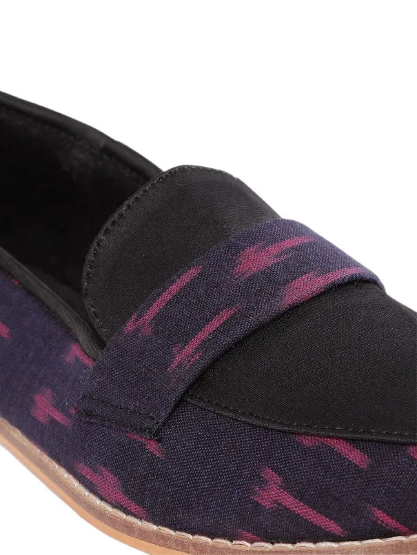 Thistle Blue & Violet Ikat Woven Handcrafted Loafers