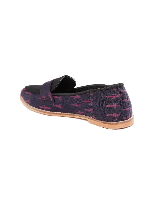 Thistle Blue & Violet Ikat Woven Handcrafted Loafers