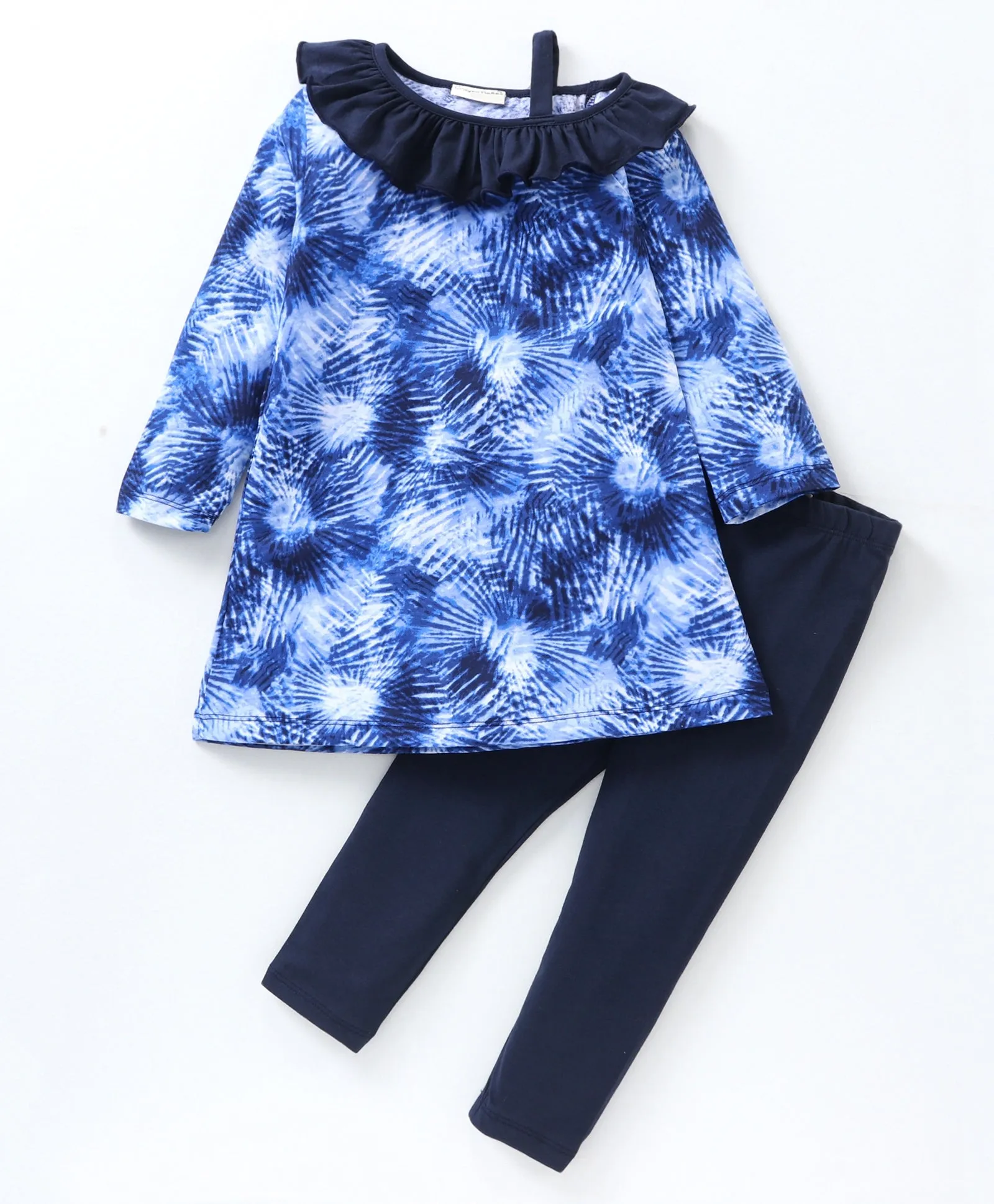 Tie Dye Front Frill Starp Top Leggings Set