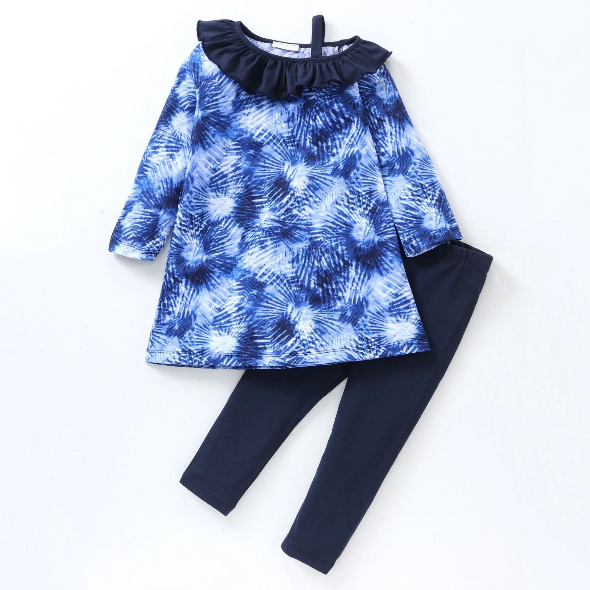 Tie Dye Front Frill Starp Top Leggings Set