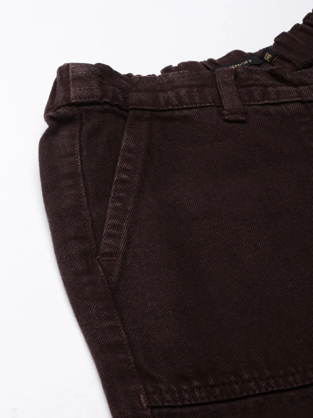 Women Coffee Brown Solid Wide Leg Denim Jeans