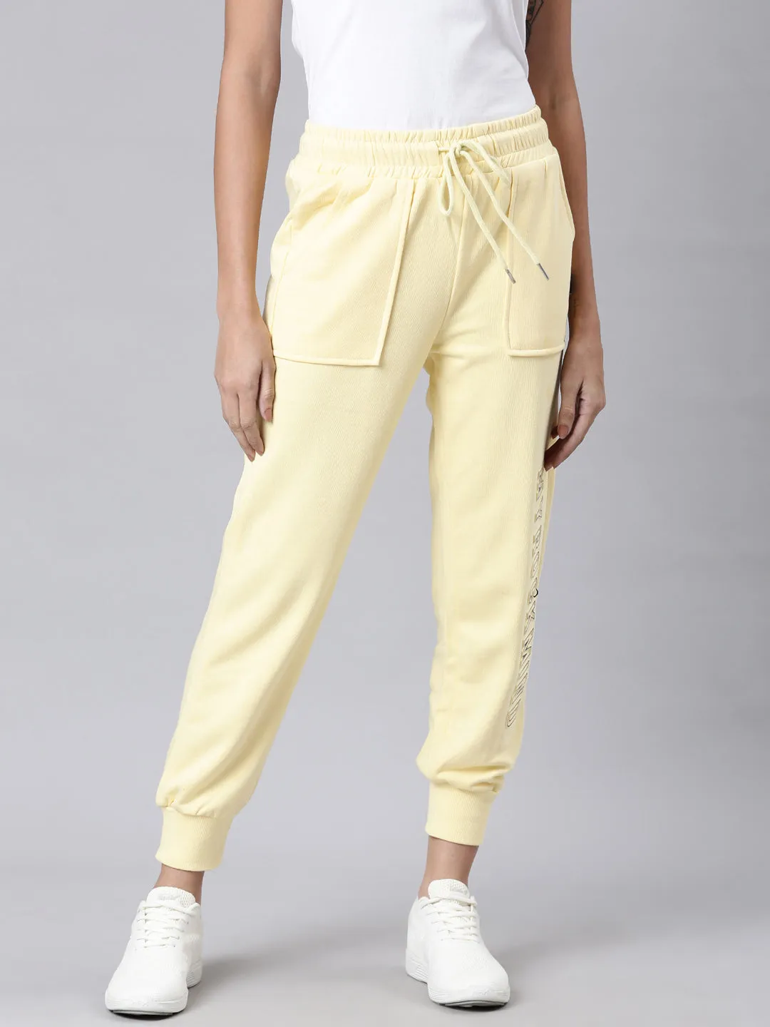 Women Yellow Solid Track Pant