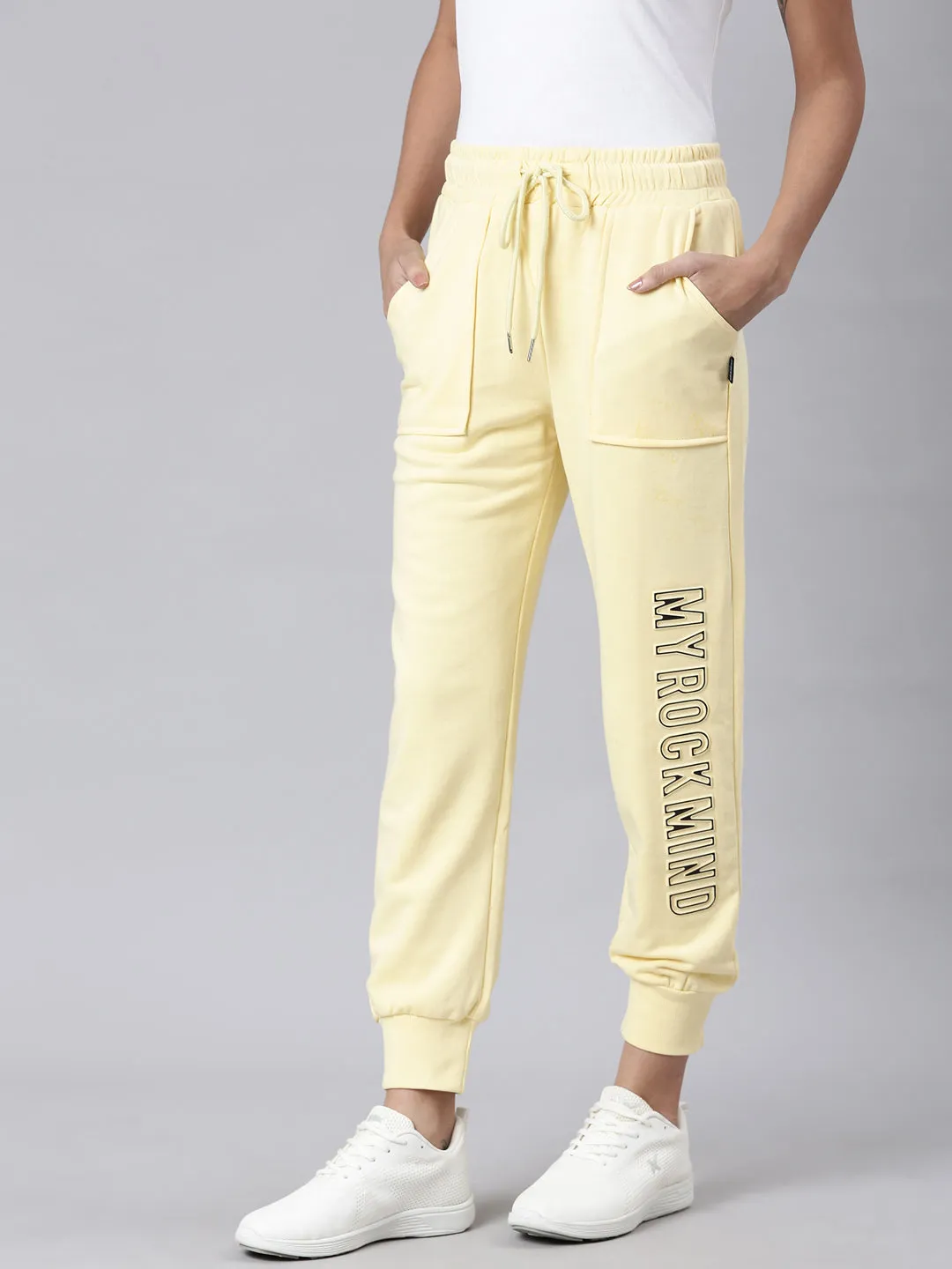 Women Yellow Solid Track Pant