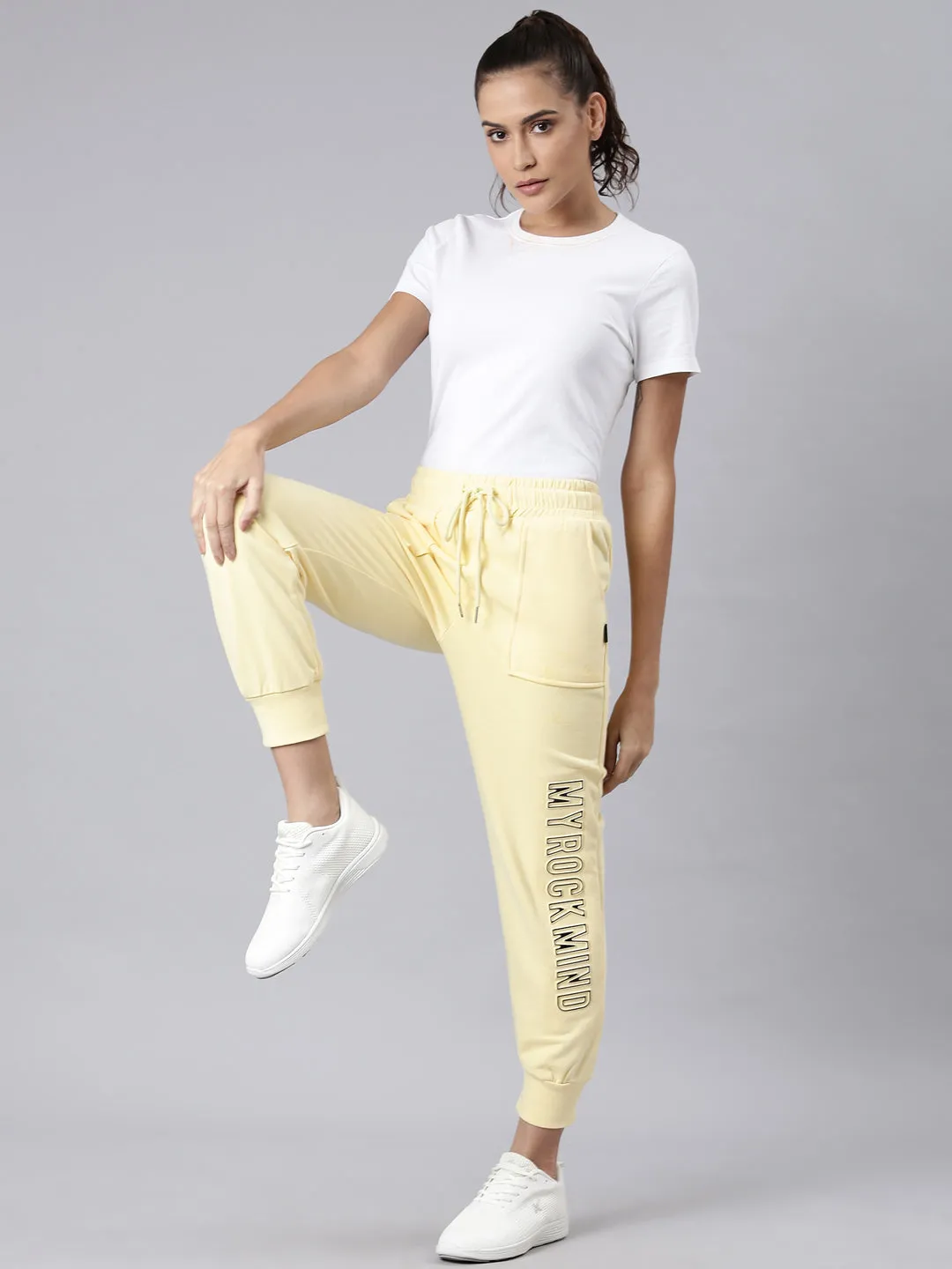 Women Yellow Solid Track Pant