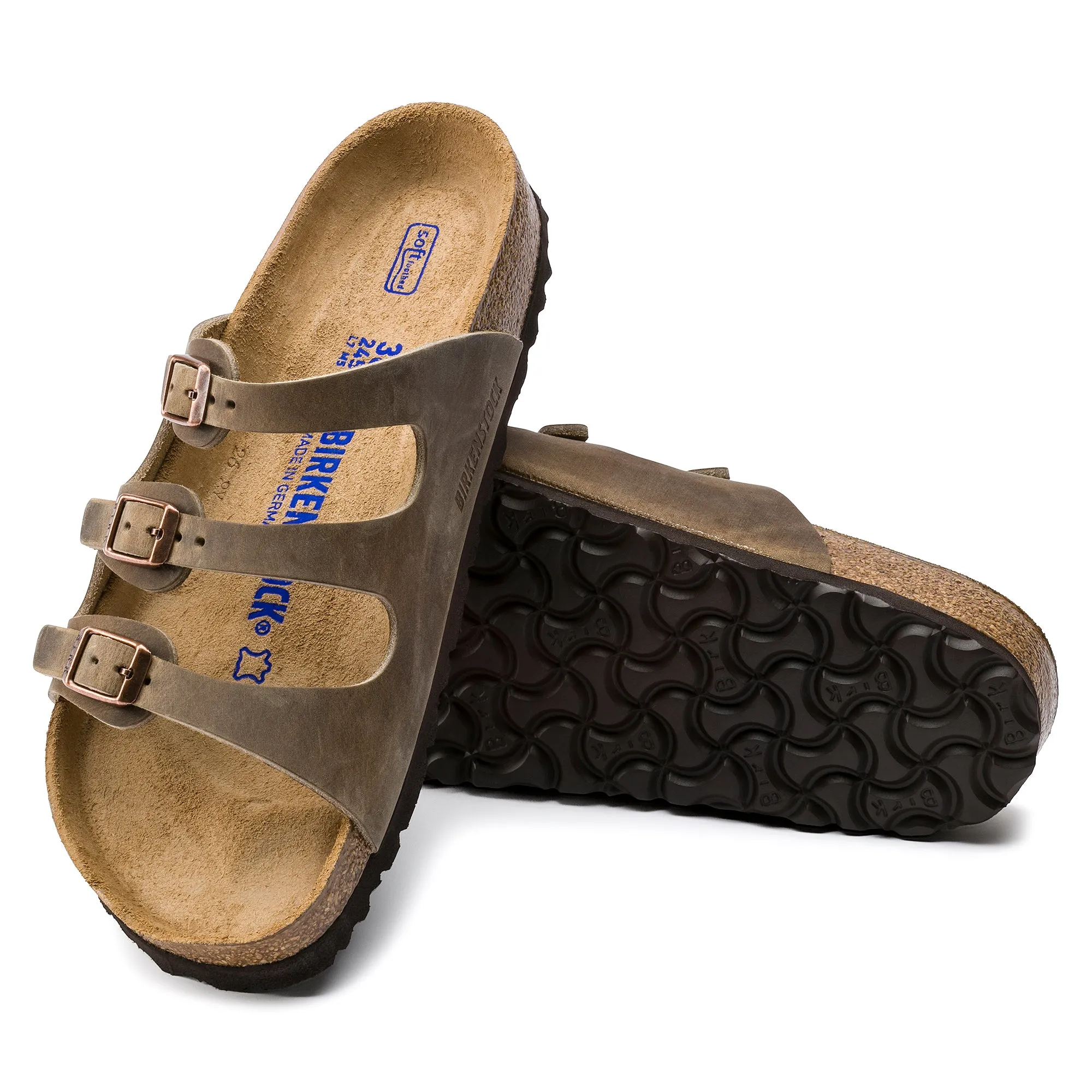 Women's Birkenstock Florida Soft Footbed Oiled Leather Color: Tobacco Brown