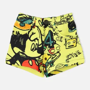 Yellow Graphic Printed Shorts